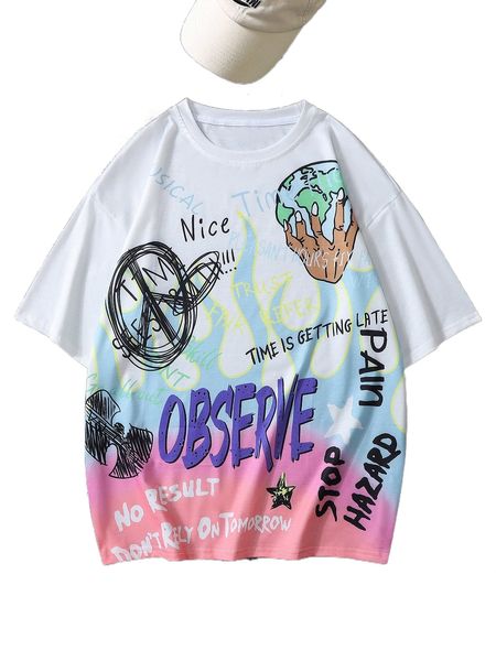 

men graffiti print tee u5co#, White;black