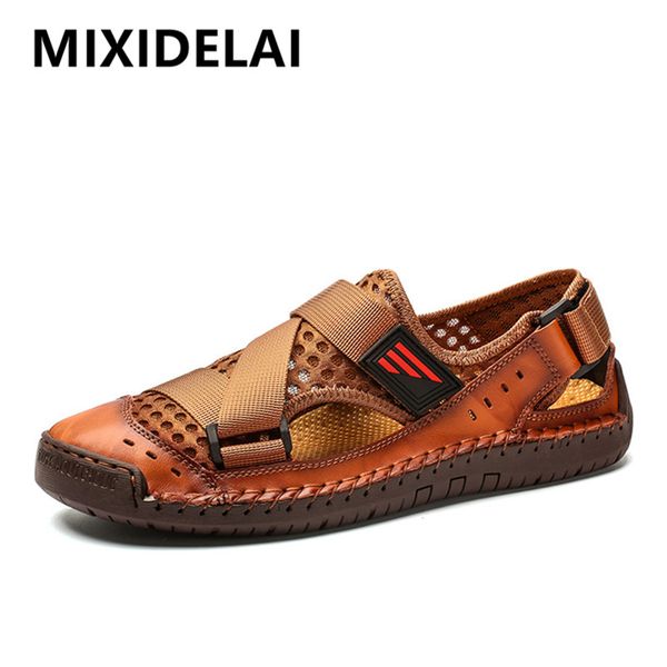 

brand new summer men sandals fashion design breathable mesh casual beach shoes men soft bottom outdoor sandals big size 39-48, Black