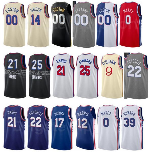 

screen print basketball ben simmons jersey 25 seth curry 31 mike scott 1 dwight howard 39 danny green 14 matisse thybulle isaiah joe, Black;red