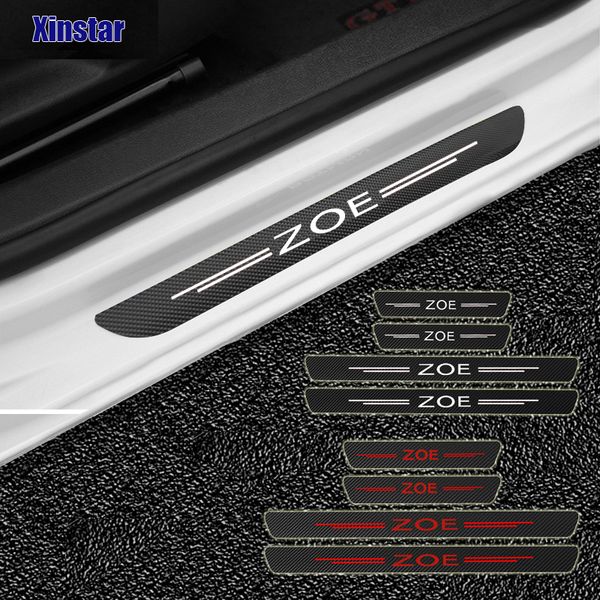 

4pcs carbon fiber car door sill sticker for renault dacia zoe auto accessories