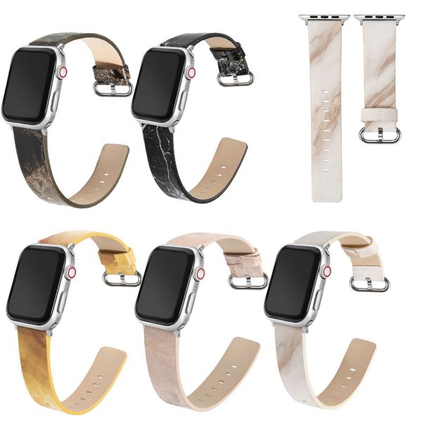Marmoriertes Leder-Uhrenarmband für Apple Watch 41 mm, 40 mm, 38 mm, 44 mm, 42 mm, 45 mm, modisches Armband, Gürtel, Iwatch-Serie 7, 6, 5, 4, 3 Se, intelligentes Zubehör
