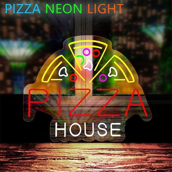 Pizza Shop Neon Plata LED LED LEVEL BARROMENTO Restaurante Comer e bebendo Food Party Recreation City Wall Decor 220615