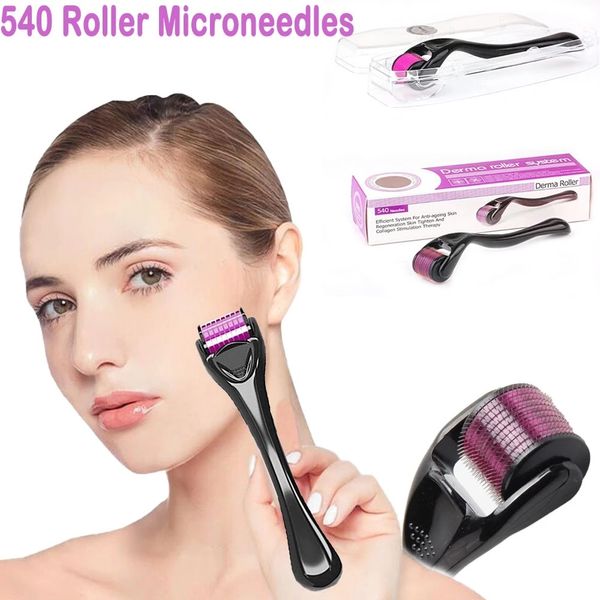 DRS 540 Dermaroller Uomini Barba Crescita Derma Roller Capelli da uomo Gruppo di capelli Nutriente Anti perdita di capelli Nero Microneedle Rulli