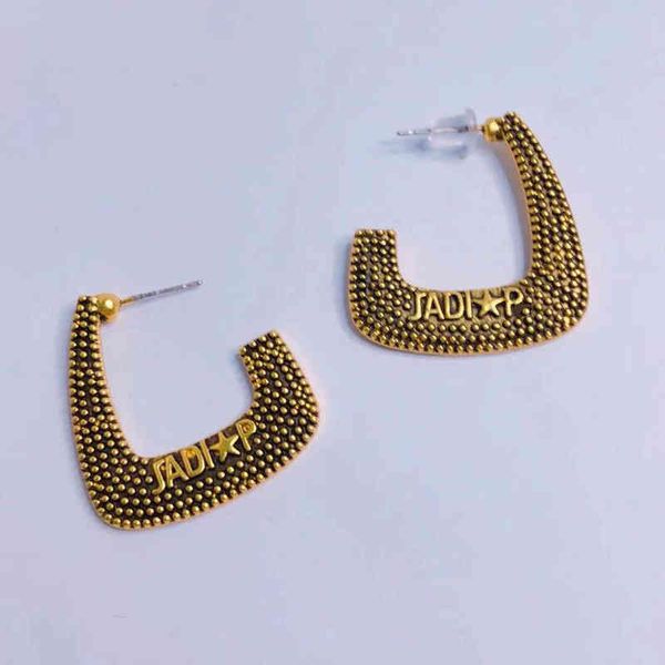 

used geometric bronze fashion temperament net red letter earrings fashion, Golden