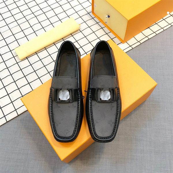 

2022 designer mens plaid embossing leather loafers shoe men's luxury italian handmade moccasins man casual slip-on flats driving shoes, Black