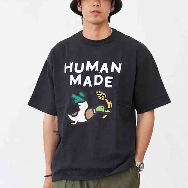 

men t-shirt human made fan chengcheng's cartoon wheat ear duck bamboo knot cotton wide pine day tide short sleeve, White;black