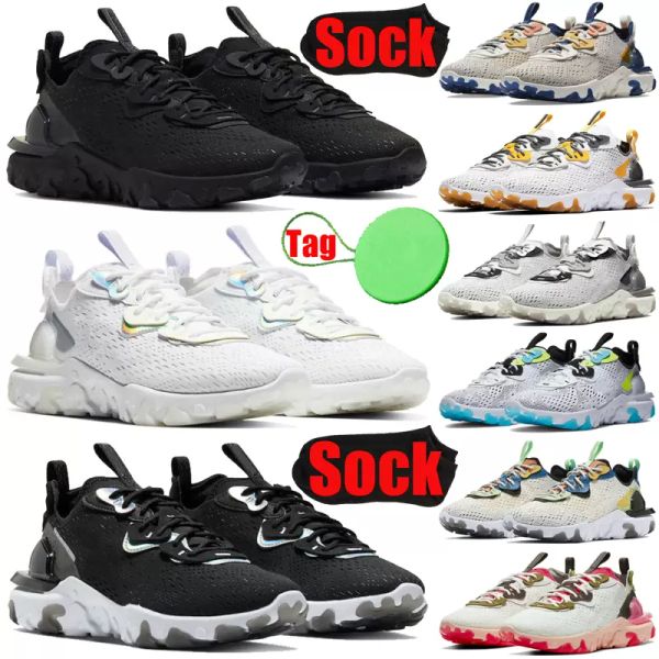 

react vision element 55 87 men women running shoes triple black white schematic mens womens trainers sports sneakers
