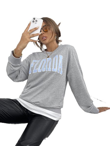 

letter graphic drop shoulder sweatshirt u41e#, Black