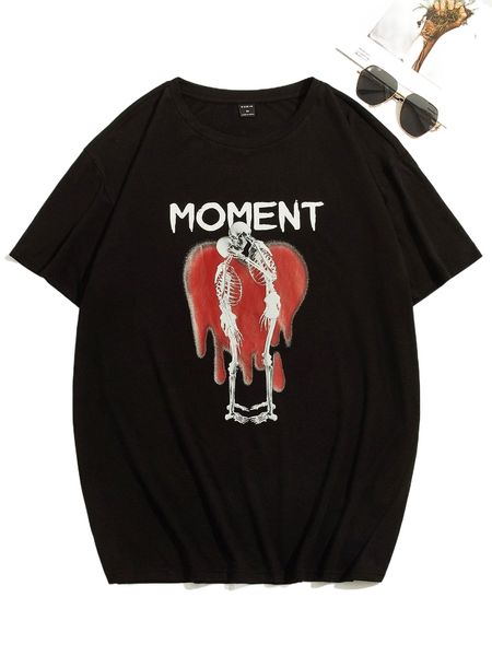 

men skeleton and letter graphic tee x2dh#, White;black