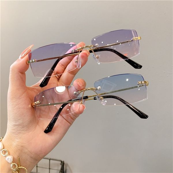Оттенки для женщин Оптовые роскошные солнцезащитные очки Rimless Vintage прямоугольные очки UV400 220629