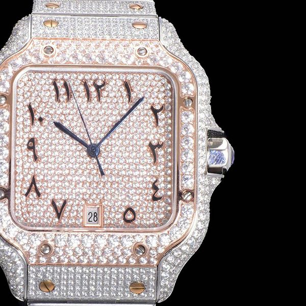 

diamond mens full automatic mechanical watches 40mm with diamond-studded bracelet wristwatch business wristwatches montre luxe, Slivery;golden