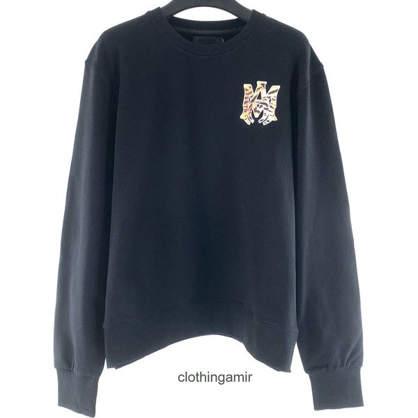

sweaters designer amires amirs hoodies high brand leopard tiger letter back simple casual loose round neck black sweater