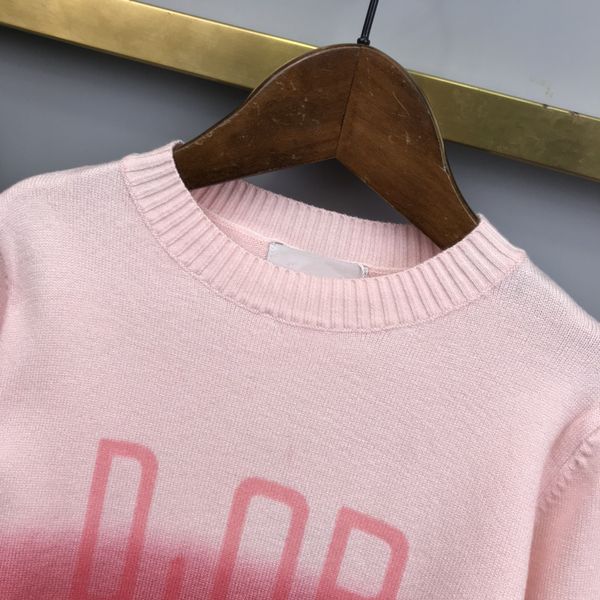 

baby clothes sweaters boys girls pullover kids designer clothes knitted contrast with letter printing round neck long sleeve red blue gray 1