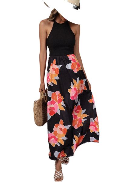 

floral print high waist dress u4sk#, Black;gray