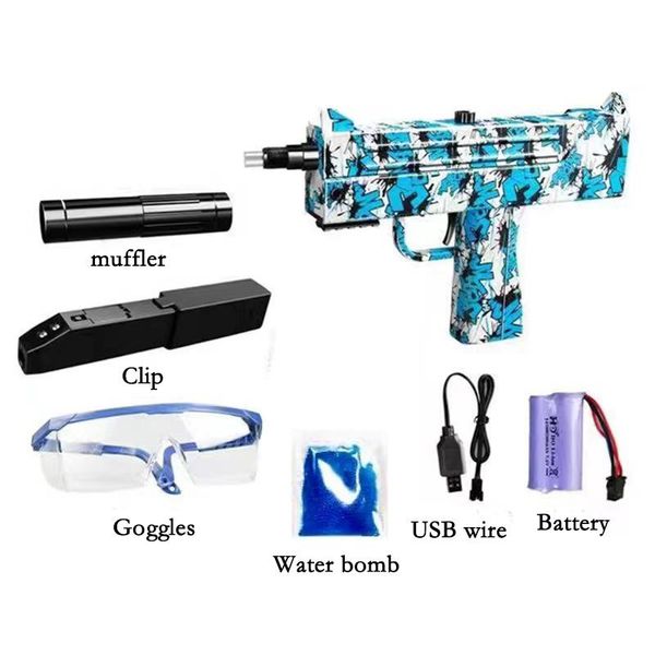 

electric pistol gel blaster gun toy with 12500 water bullets beads & goggles kids boy waterbullets guns electric soft bullet shooting game c
