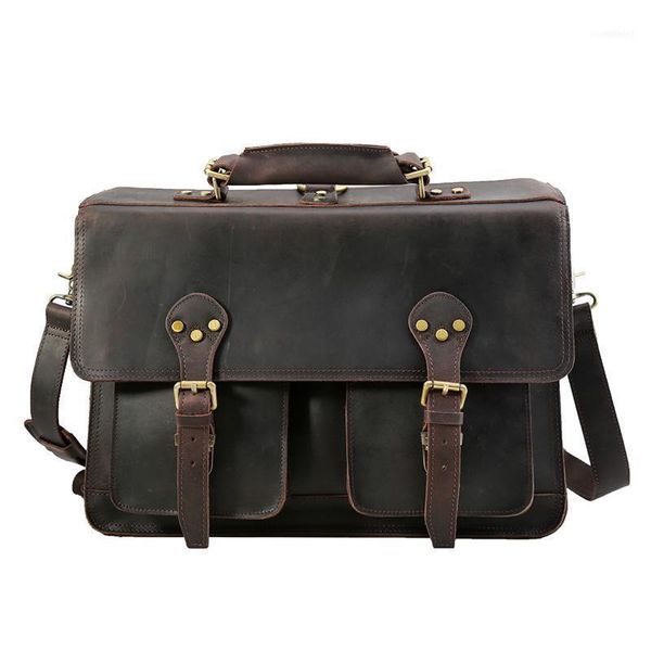 Borsa a tracolla messenger da uomo vintage in pelle da 16 pollici1