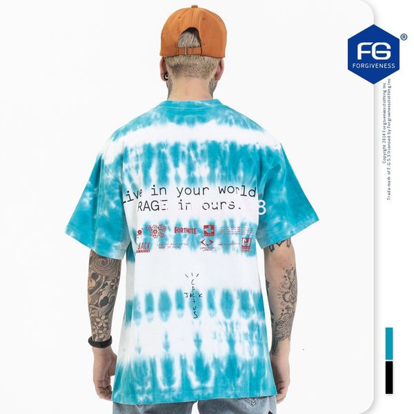 

men's t-shirts fg menswear | summer fashion brand street print loose tie dye short sleeve couple t-shirt gn8i, White;black