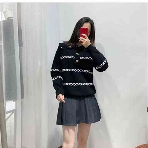 

women's knits & tees french style s home spring and summer college solid color navy collar loose sweater women's pullover sweater, White