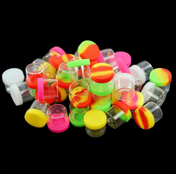 Atacado 100pcs silicone recipiente jar jarra de vidro de cera de armazenamento de óleo de armazenamento de cor de cor mista antiaderente