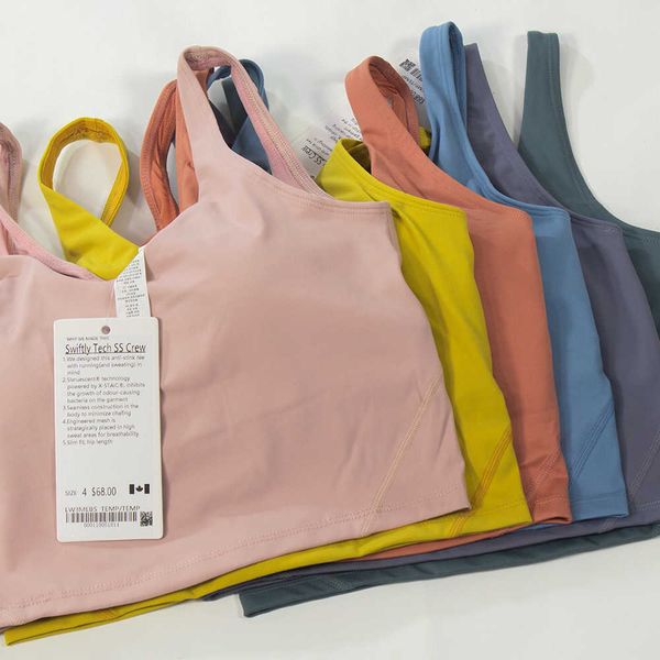 

lu-06 align tank yoga clothes women's sports vest u-back fitness shirt with padded bra gym underwear, White;red