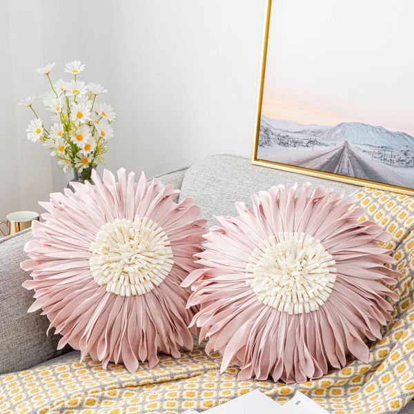Caixa de lã holandesa Caixa de lã decorativa Moderno minimalista 3D Sun Flower Throw Pillow Tampa para sofá Sofá Bed Sala de estar WLL1649