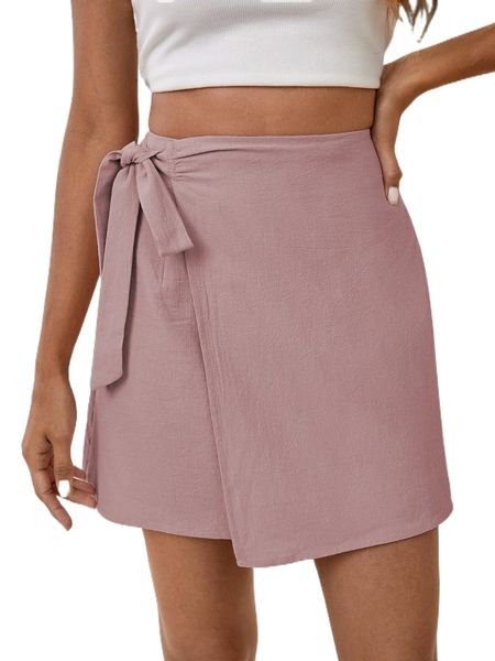 

solid knot side skirt j79w#, Black