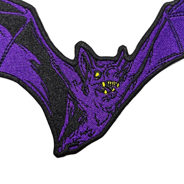 

purple bat sewing notions embroidery iron on patches for clothing large size jacket back biker patch, Black