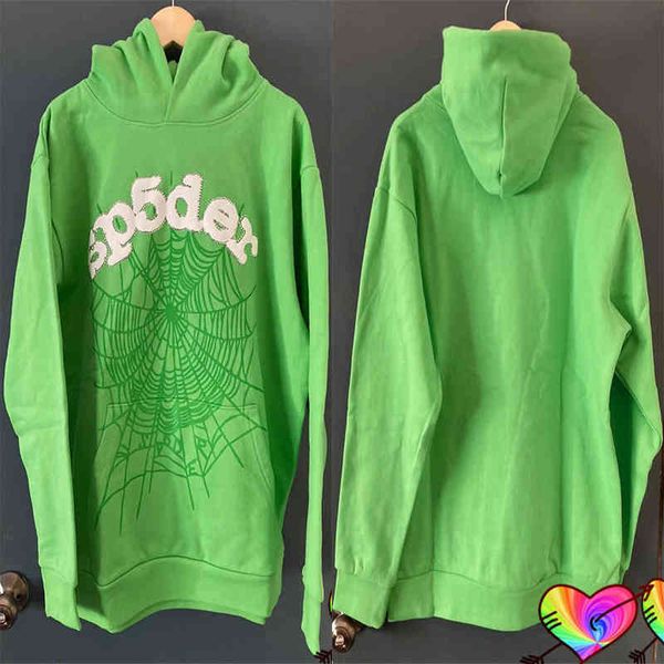 

green young 2022 thug sp5der hoodie men women spider hoodie web foam print pullovers hooded 555555 sweatshirts t220802, Black