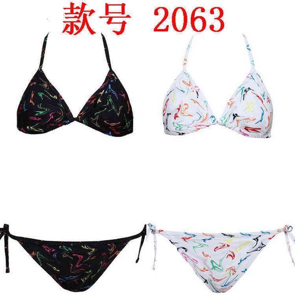 

designer women's swimwear bikini letter triangle bag squeeze rope bikini split dahong swimsuit factory, White;black