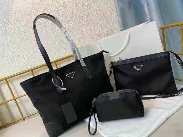 Hochwertige Damen-Designer-Einkaufstasche, 3-teiliges Set, Handtasche, Abendtaschen, Geldbörse, dreifache Schultertaschen, schwarz mit