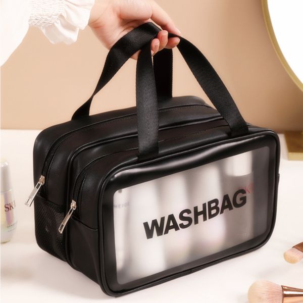 Bolsa de lavagem portátil de viagem portátil fêmea transparente à prova d'água bolsa de armazenamento de grande capacidade Organizador cosmético Caso de beleza WJ0024