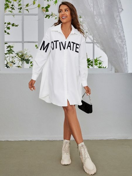 

letter graphic button front dress u2x2#, Black;gray