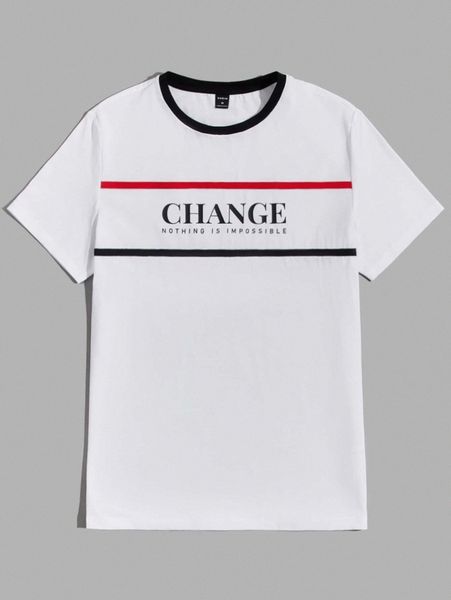 

men striped & slogan graphic tee g9iw#, White;black