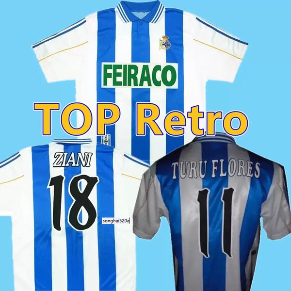 

1999 2000 deportivo de la coruna retro soccer jersey 98 00 depor home vintage makaay mauro silva fran djalminha classic football shirt, Black;yellow