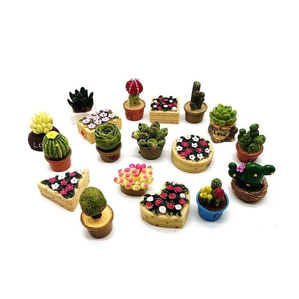 18pc Set di fiori in miniatura Fairy Garden Decorazione della casa Mini Craft Dollhouse Micro Decor Regalo fai da te Moving Forest Drop Y200104