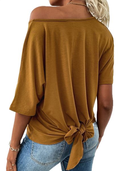 

batwing sleeve tie back tee n07l#, White