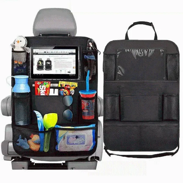 Sedile posteriore per organizer per auto con supporto per tablet touch screen Tasche per borsa portaoggetti automatica Protezioni per schienale per bambini Bambini