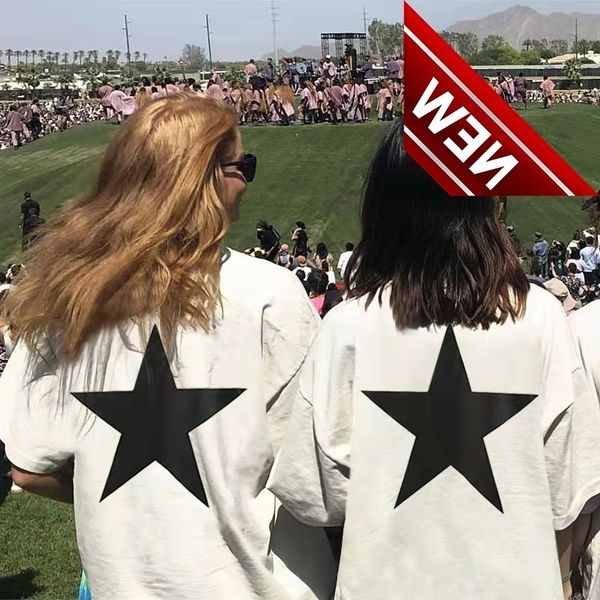 

fog feel of god double thread essentials five pointed star limited letter print short sleeve t-shirt for men, White;black