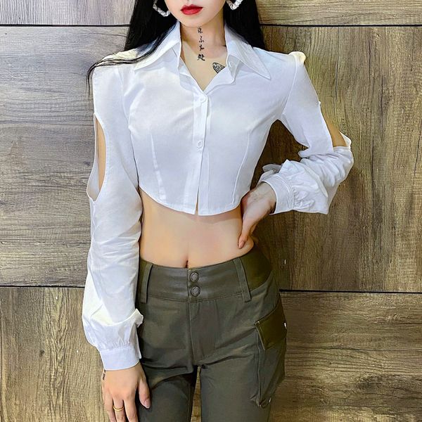 

women's t-shirt temperament commute fall 2022 new women's clothes fashion sweet fresh polo collar brewed long sleeve shirt, White