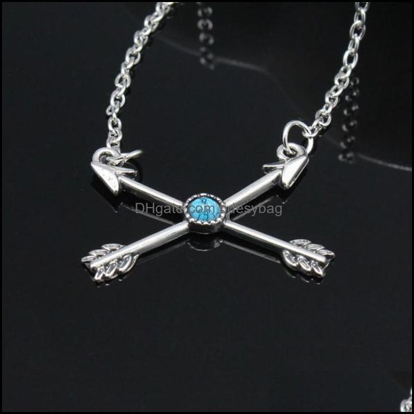

pendant necklaces pendants jewelry cupid love arrow women girls sier plated clavicle necklace turquoise alloy fashion drop delivery 2021 b, Silver