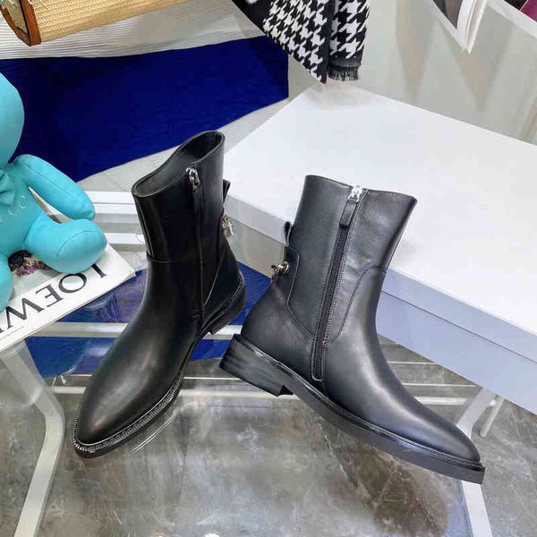 

boots boots women's leather knight shoes metal decorative winter series, Black