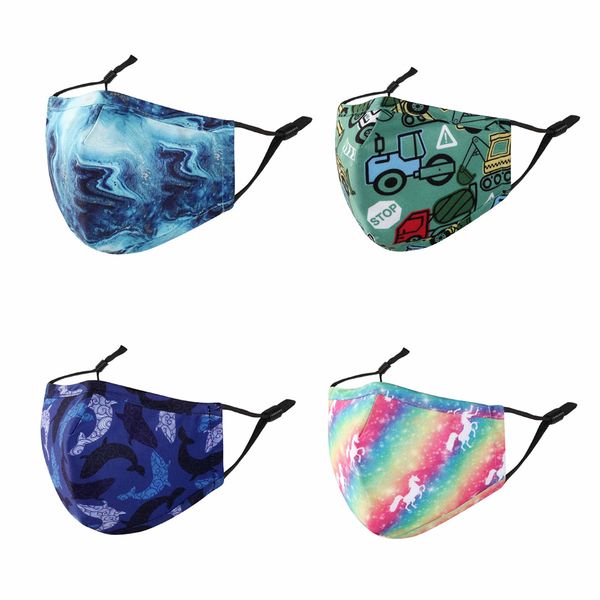 

reusable cloth face masks cartoon dust-proof mask with adjustable ear loops and filter pocket for children