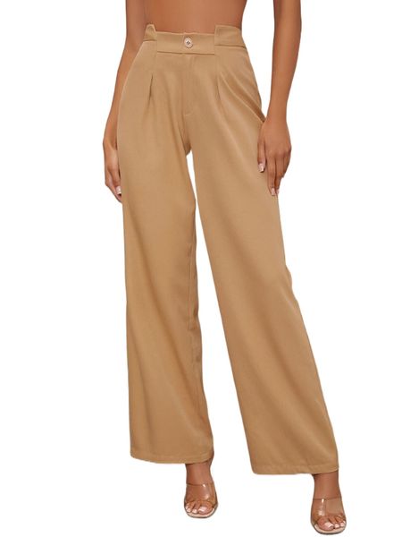 

fold pleated solid pants n6p6#, Black;white