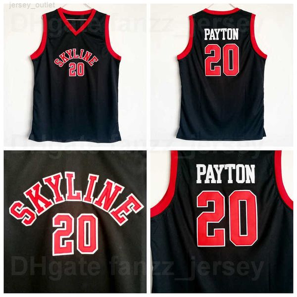 

ncaa basketball skyline gary payton high school jerseys 20 men university black team color breathable shirt pure cotton moive for sport fans