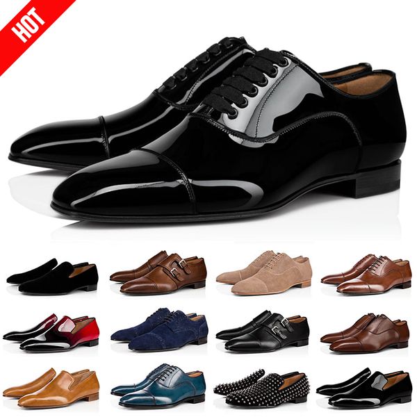 

2022 men dress shoes loafers mens luxury designer casual sneakers fashion leather patent spikes wedding khaki dresses loafer shoe flat busin, Black