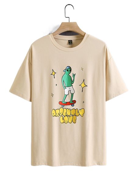 

men alien & letter graphic tee l7nw#, White;black