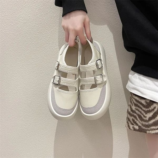 

gothic chunky vulcanize shoes designer fashion platform running canvas shoes women harajuku mary jane shoes casual buckle flats 220616, Black