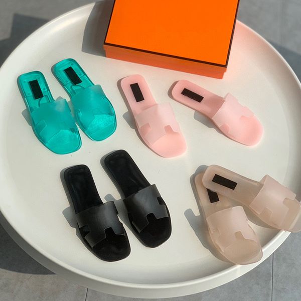 

women's transparent slides aloha sandals summer rubber flats oran casual sandals beach big head slippers size eu36-eu41 no355, Black