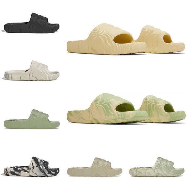 

men women designer slippers adilette 22 slides summer fashion sandals black grey desert sand magic lime mens outdoor indoor non-slip shoes