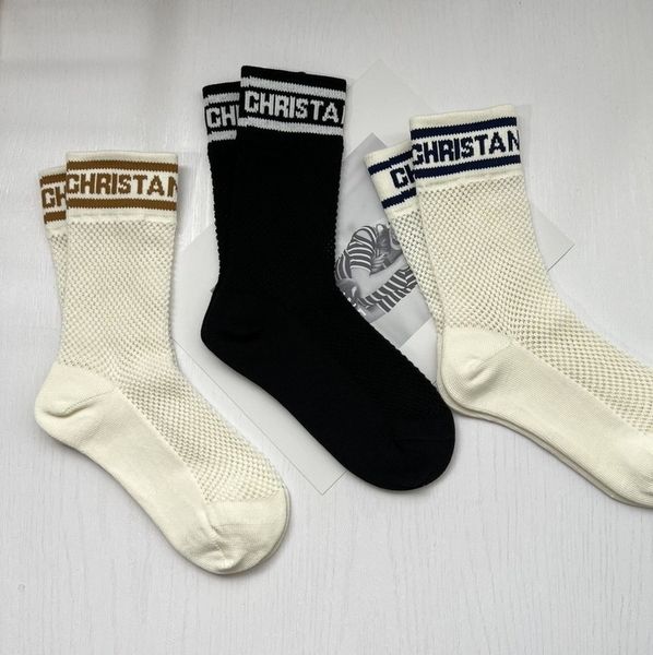 

love letter classic brand calf socks fashion hosiery spring summer mesh hollowed hosierys designer middle tube sock g091, Black;white